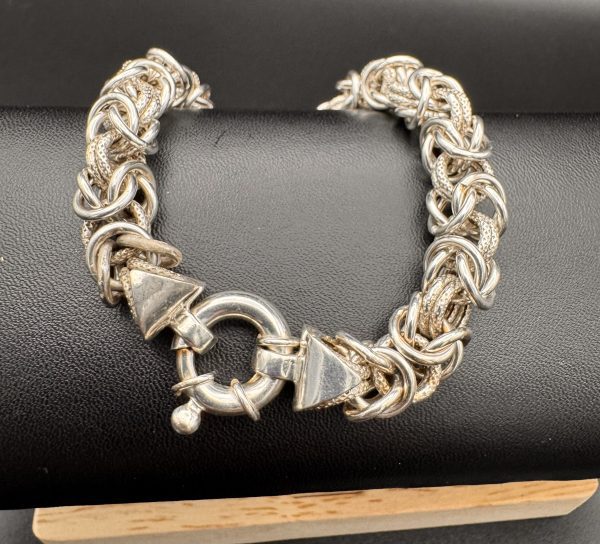 Heavy Sterling Silver Byzantine Bracelet – 28.2g – 8 Inch – Sheffield Hallmark by IBMB - Image 3