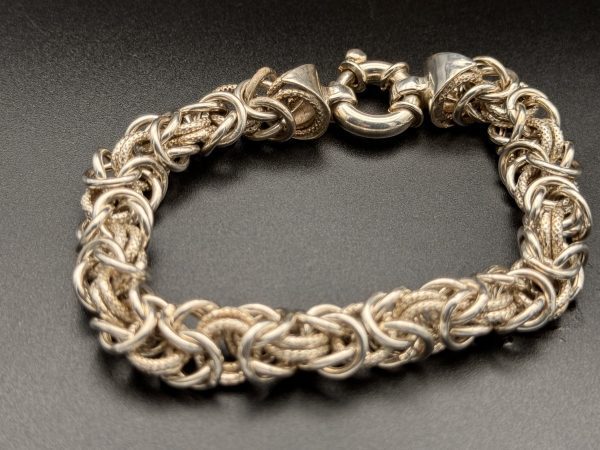 Heavy Sterling Silver Byzantine Bracelet – 28.2g – 8 Inch – Sheffield Hallmark by IBMB - Image 5