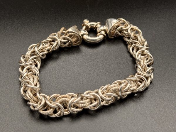 Heavy Sterling Silver Byzantine Bracelet – 28.2g – 8 Inch – Sheffield Hallmark by IBMB - Image 4