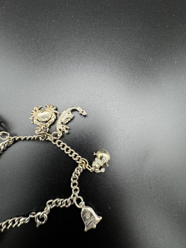 8” vintage sterling silver charm bracelet with nine charms - Image 2