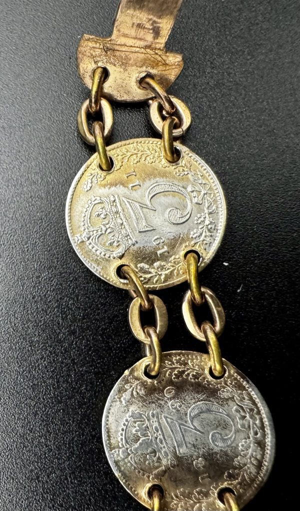 7” Vintage three penny coin bracelet - Image 9
