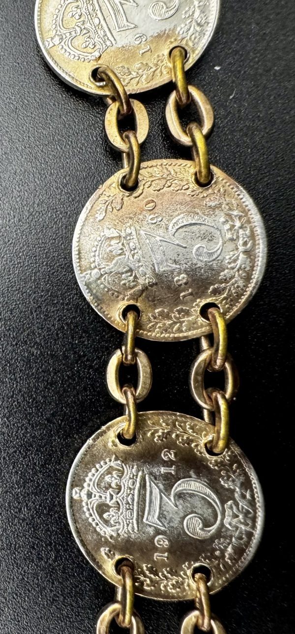 7” Vintage three penny coin bracelet - Image 8