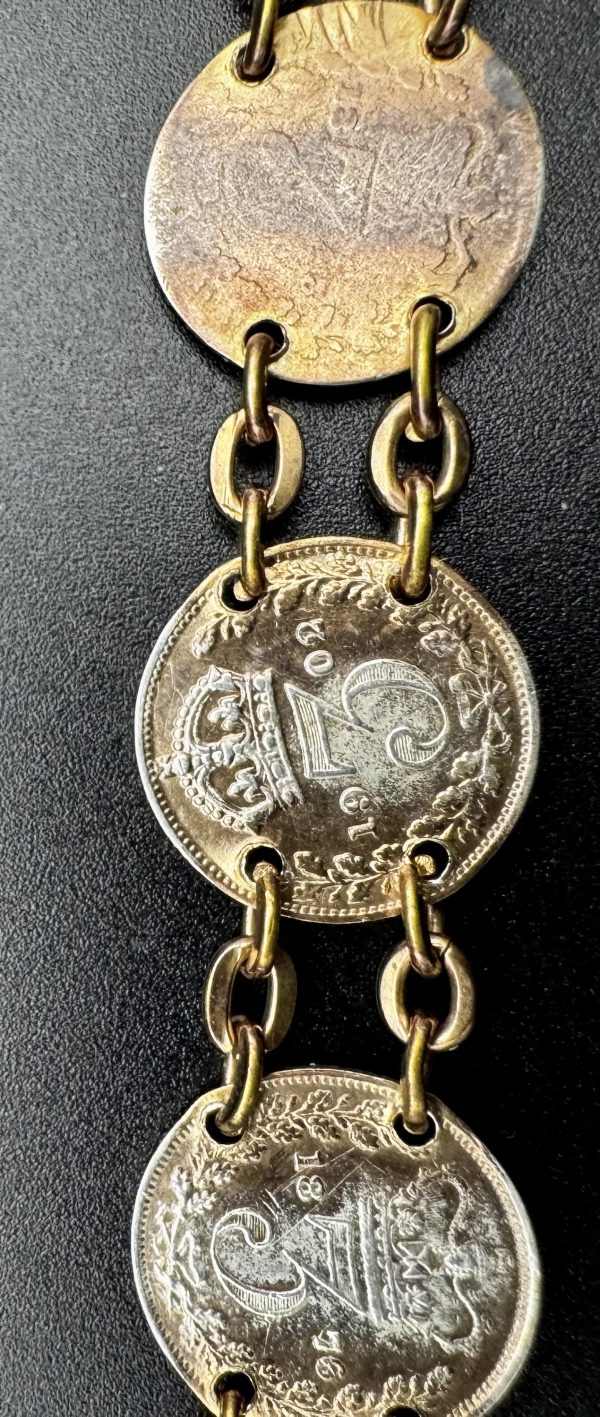 7” Vintage three penny coin bracelet - Image 7