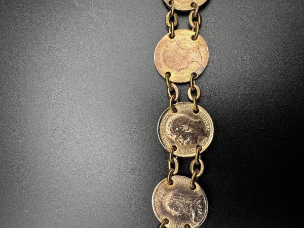 7” Vintage three penny coin bracelet - Image 3