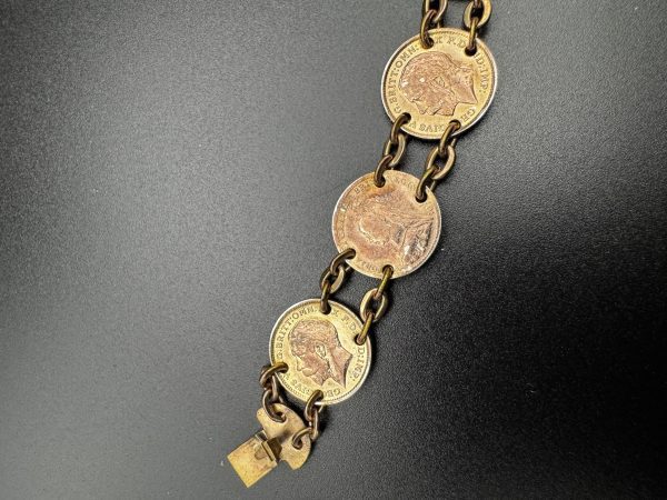 7” Vintage three penny coin bracelet - Image 2