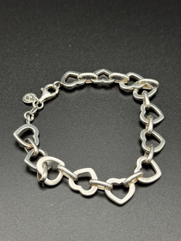 Sterling silver heart link bracelet. - Image 2