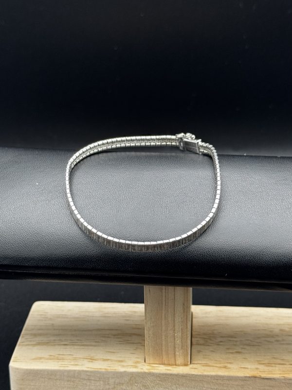 7” Sterling silver flat link ladies bracelet - Image 2
