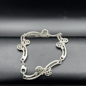 Sterling silver panel bracelet - Glasgow Rose