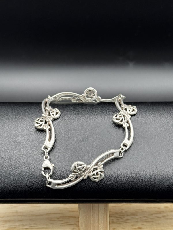 Sterling silver panel bracelet - Glasgow Rose
