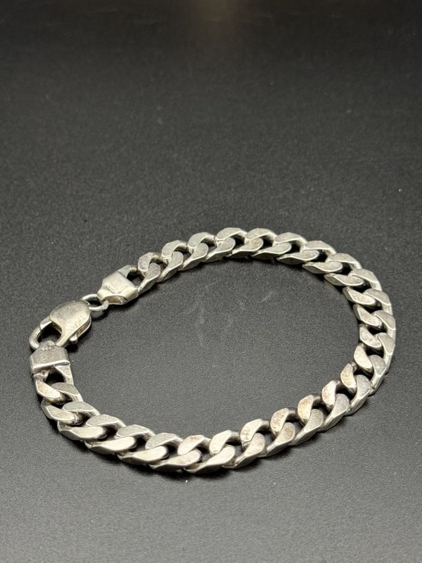 9” Solid Silver men’s curved bracelet. - Image 2