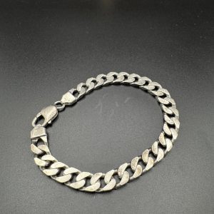 9” Solid Silver men’s curved bracelet.