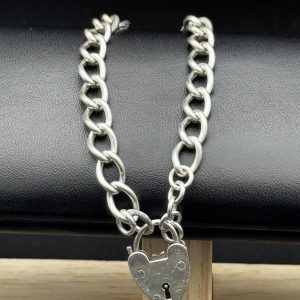 Plain 3” Silver charm bracelet with heart locket