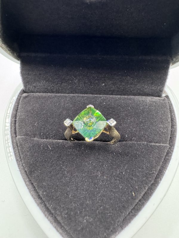 10 ct gold ring Perot and diamond ring - Image 2