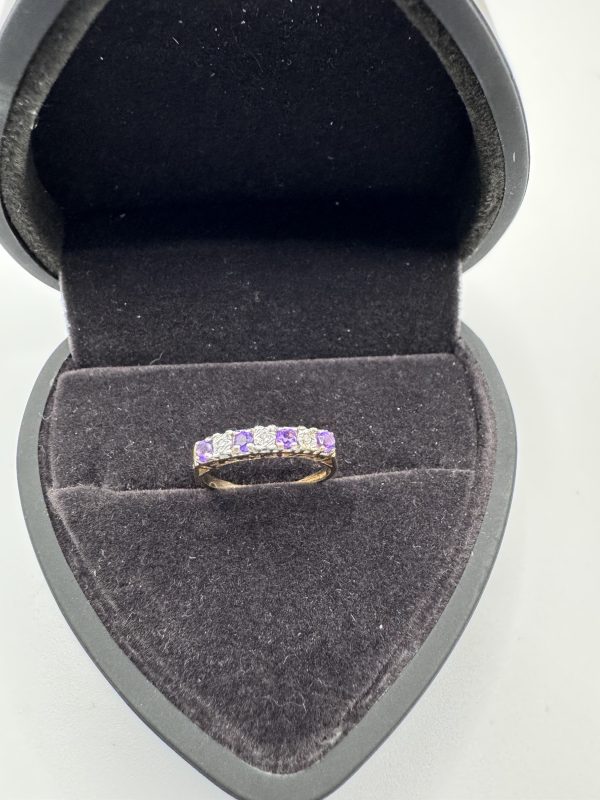 9 carat gold amethyst and diamond set ring - Image 3