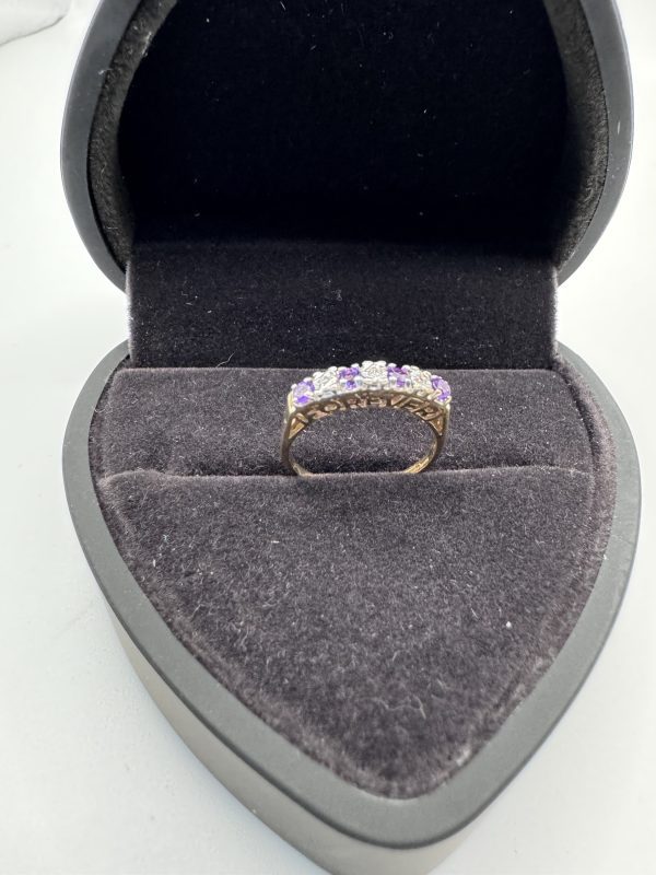 9 carat gold amethyst and diamond set ring - Image 4