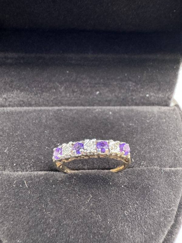 9 carat gold amethyst and diamond set ring - Image 2