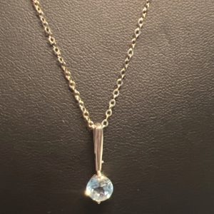 Fine Sterling silver necklace with aquamarine silver pendant.