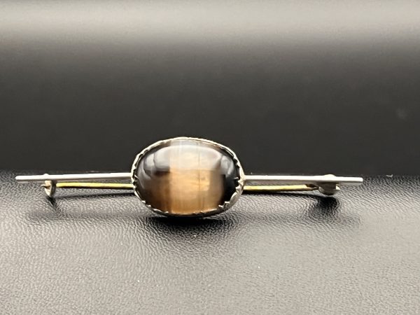 Vintage Agate on silver brooch - Image 3