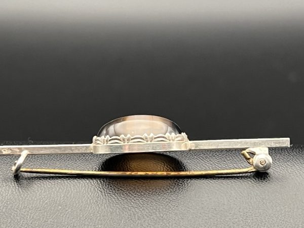 Vintage Agate on silver brooch - Image 2