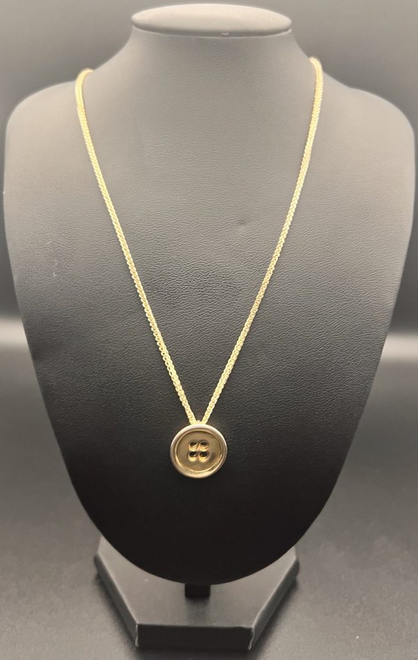 18” Silver chain with silver button pendant - Image 2
