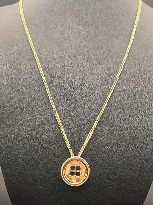 18” Silver chain with silver button pendant
