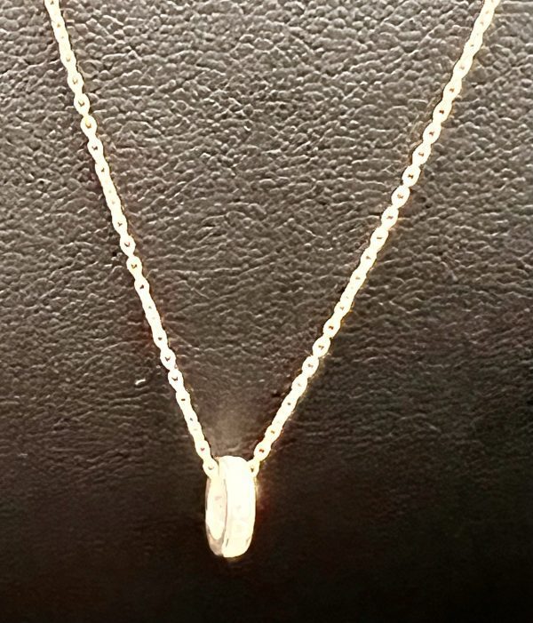 16” sterling silver necklace with round diamante wheel pendant - Image 3