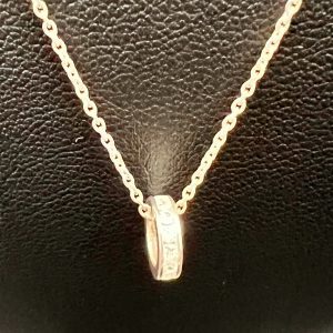 16” sterling silver necklace with round diamante wheel pendant