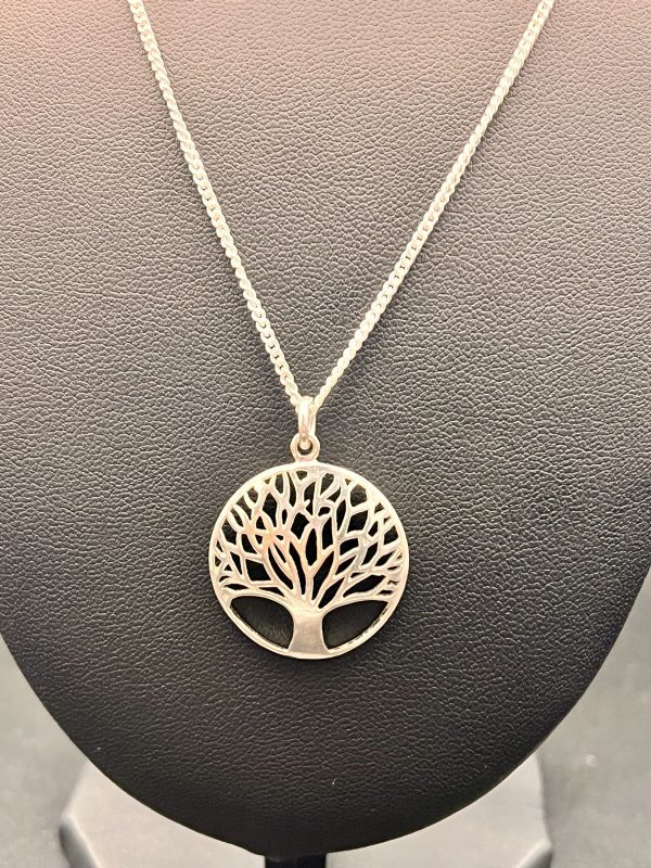 20” Sterling Silver necklace with a large silver tree of life pendant - Image 3