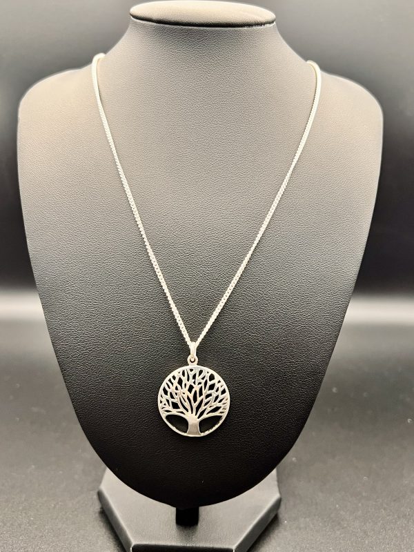 20” Sterling Silver necklace with a large silver tree of life pendant - Image 2