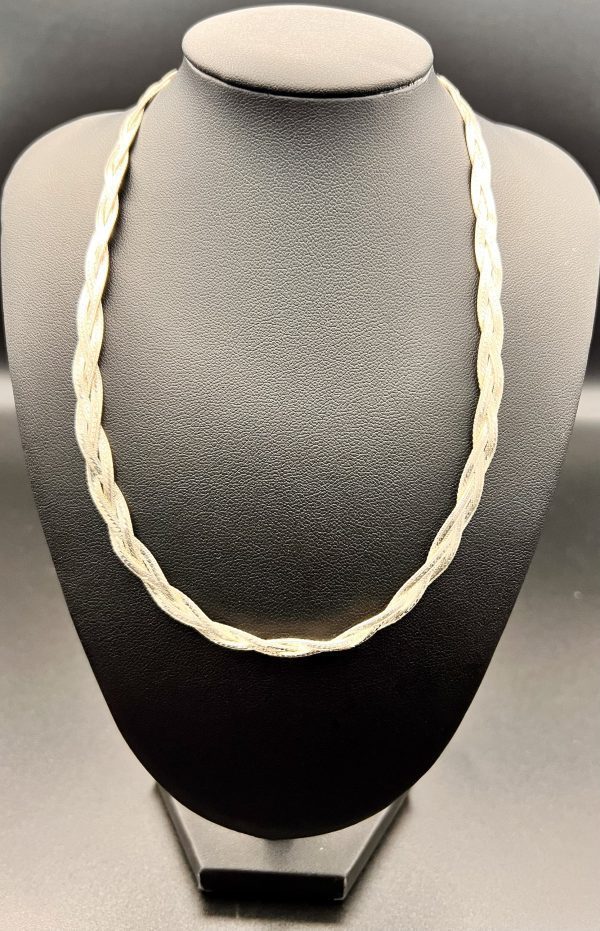 16” Vintage Sterling Italian triple weave Collar necklace - Image 2