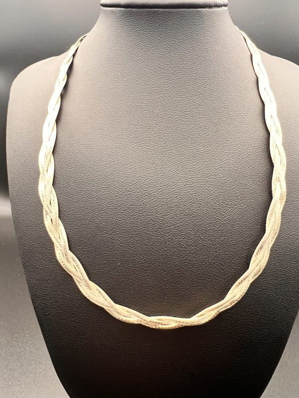 16” Vintage Sterling Italian triple weave Collar necklace