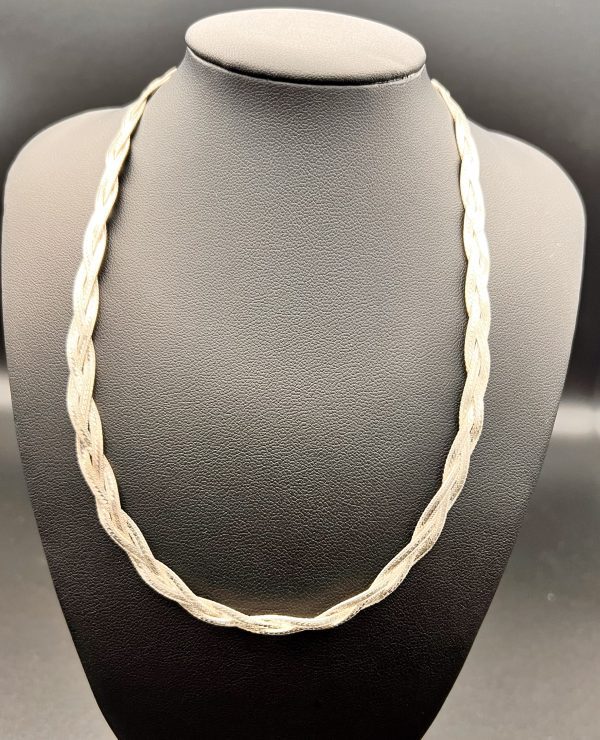 16” Vintage Sterling Italian triple weave Collar necklace - Image 3