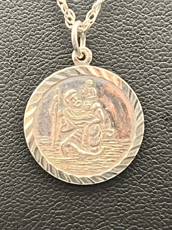 22” Sterling chain with silver Saint Christopher pen pendant - Image 3