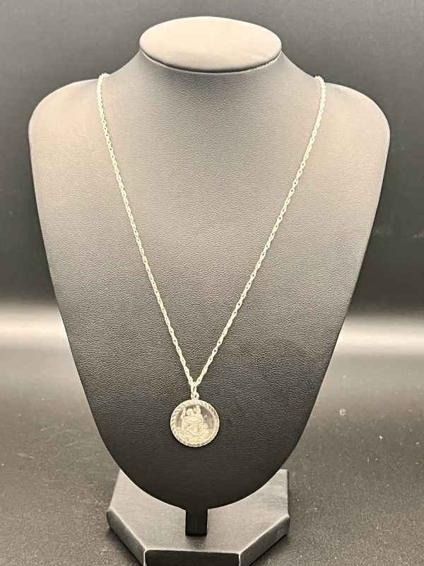 22” Sterling chain with silver Saint Christopher pen pendant - Image 2