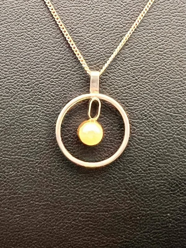 18” Sterling necklace with elegant vintage silver and pearl pendant - Image 2