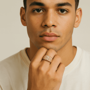 10k Yellow Gold Diamond Ring – 4.5g | Size S | Luxury Ribbed Design for Men