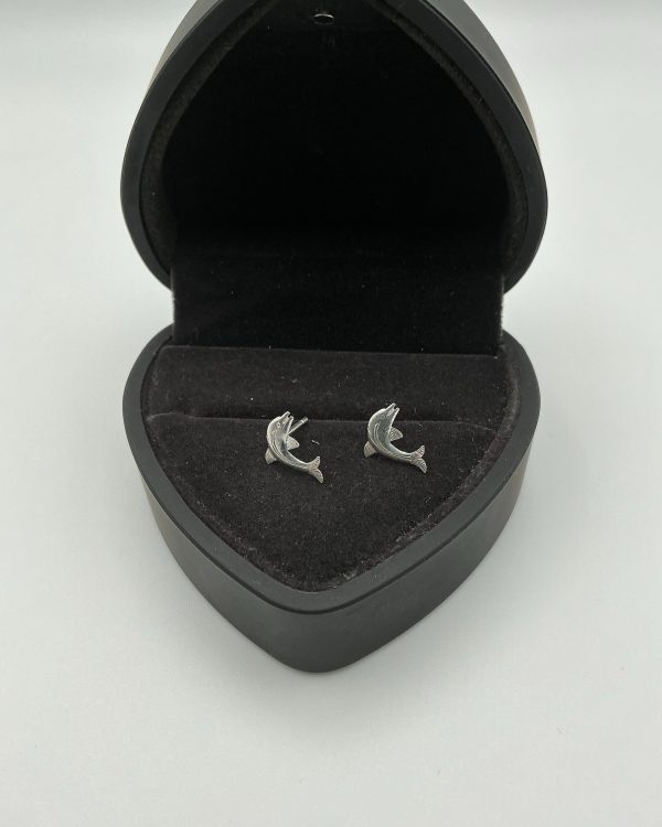 Sterling Silver Dolphin Stud Earrings – Lightweight and Playful