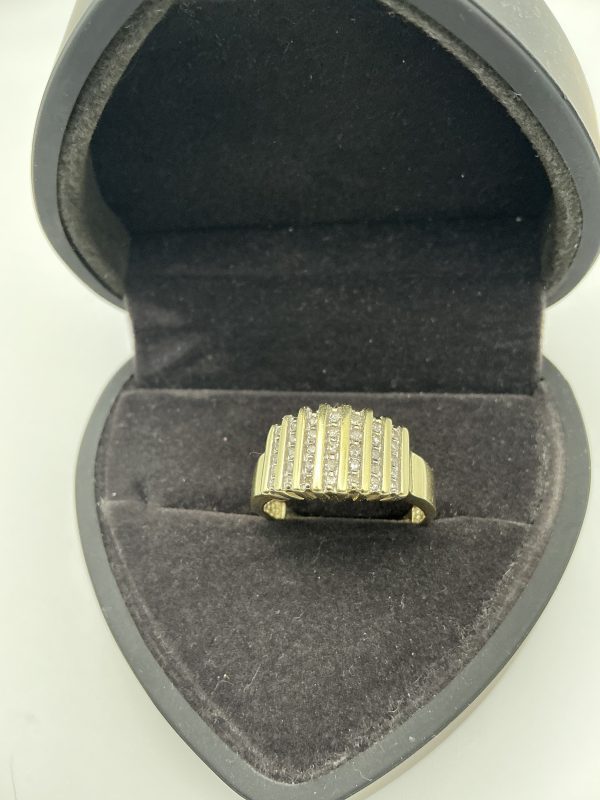 10k Yellow Gold Diamond Ring – 4.5g | Size S | Luxury Ribbed Design for Men - Image 6