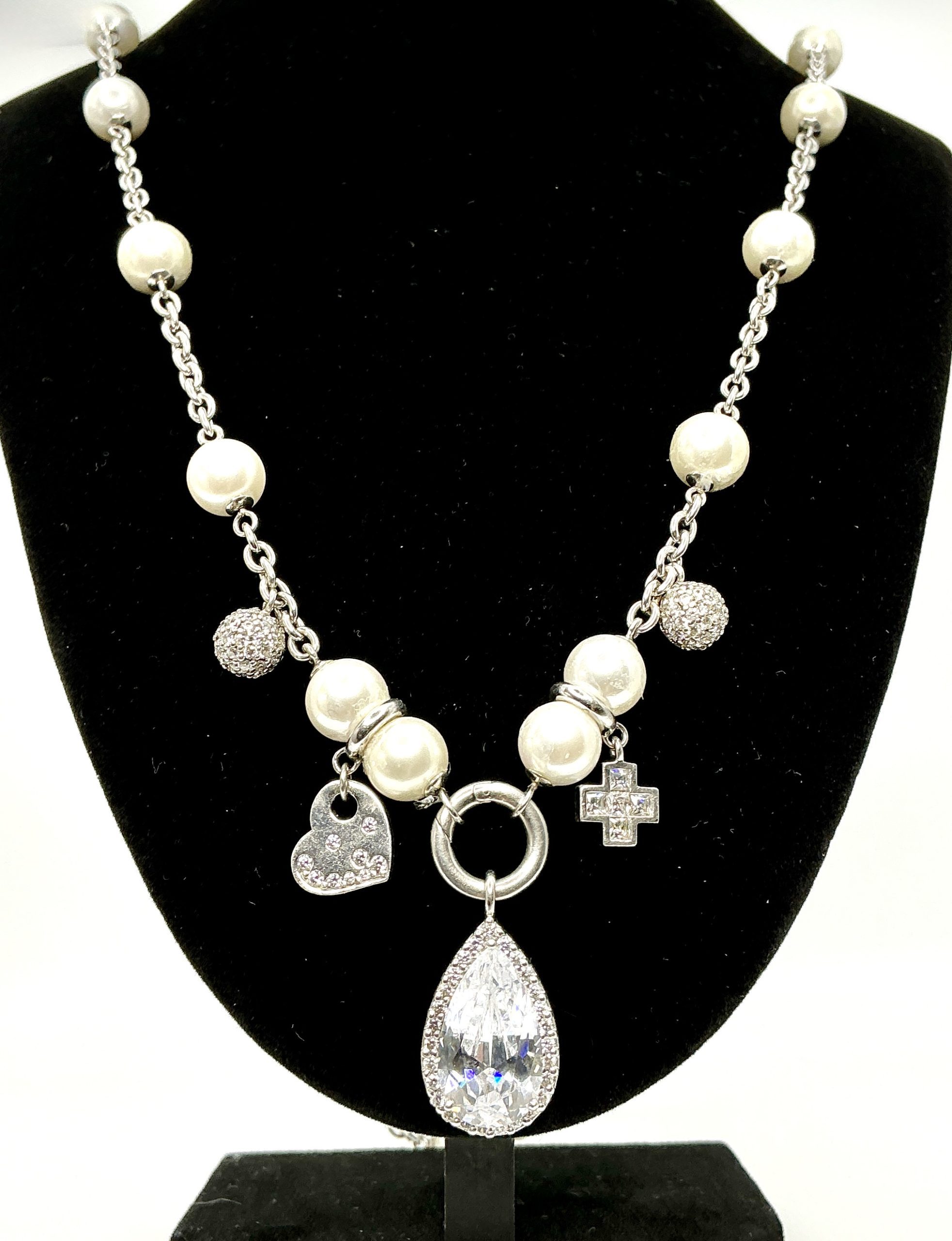 Ti Sento Milano 925 Silver Faux Pearl & Crystal Glass Pendant Necklace – 34” – 78.8g – Insured UK Delivery - Image 4