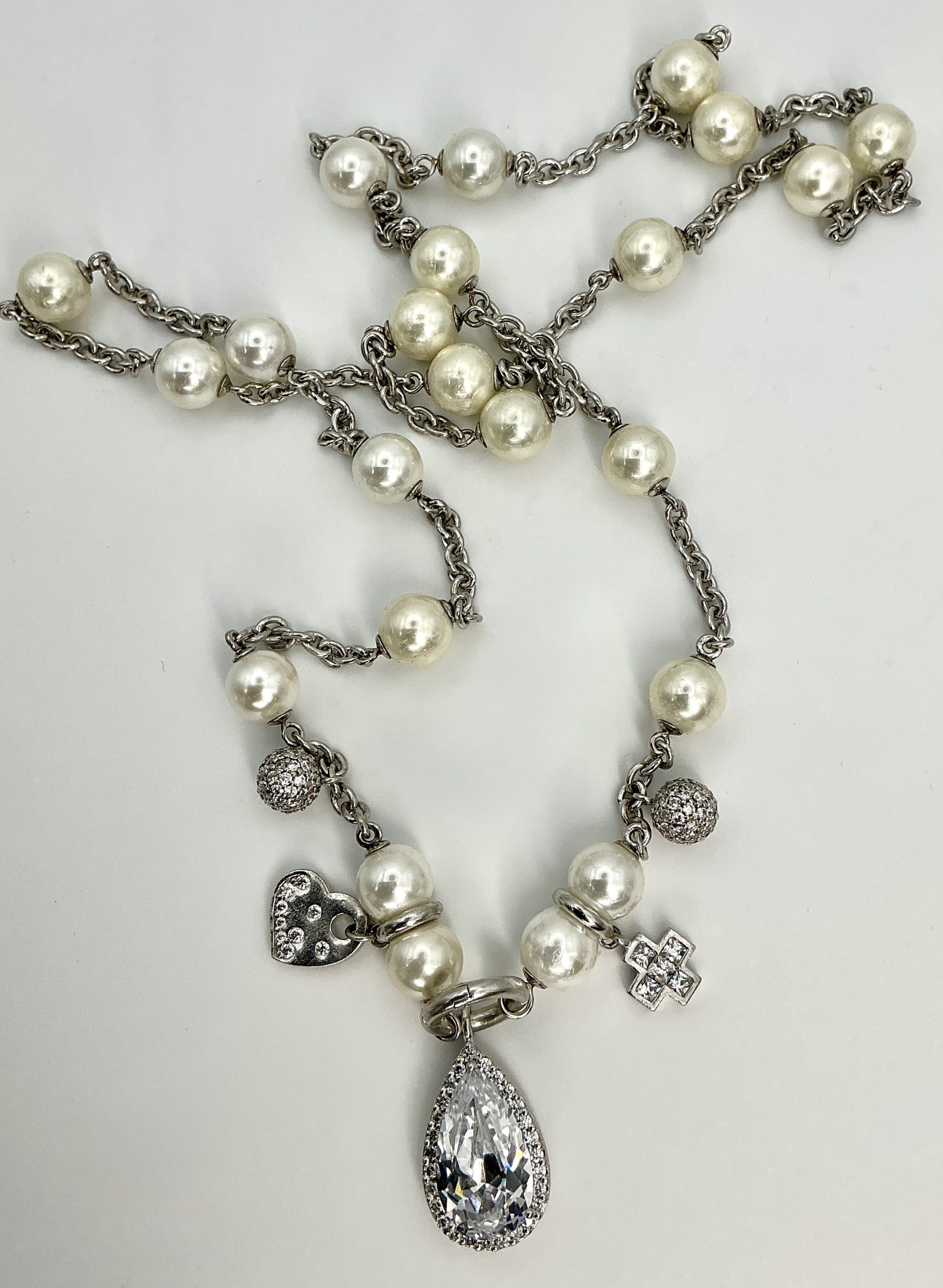 Ti Sento Milano 925 Silver Faux Pearl & Crystal Glass Pendant Necklace – 34” – 78.8g – Insured UK Delivery - Image 7