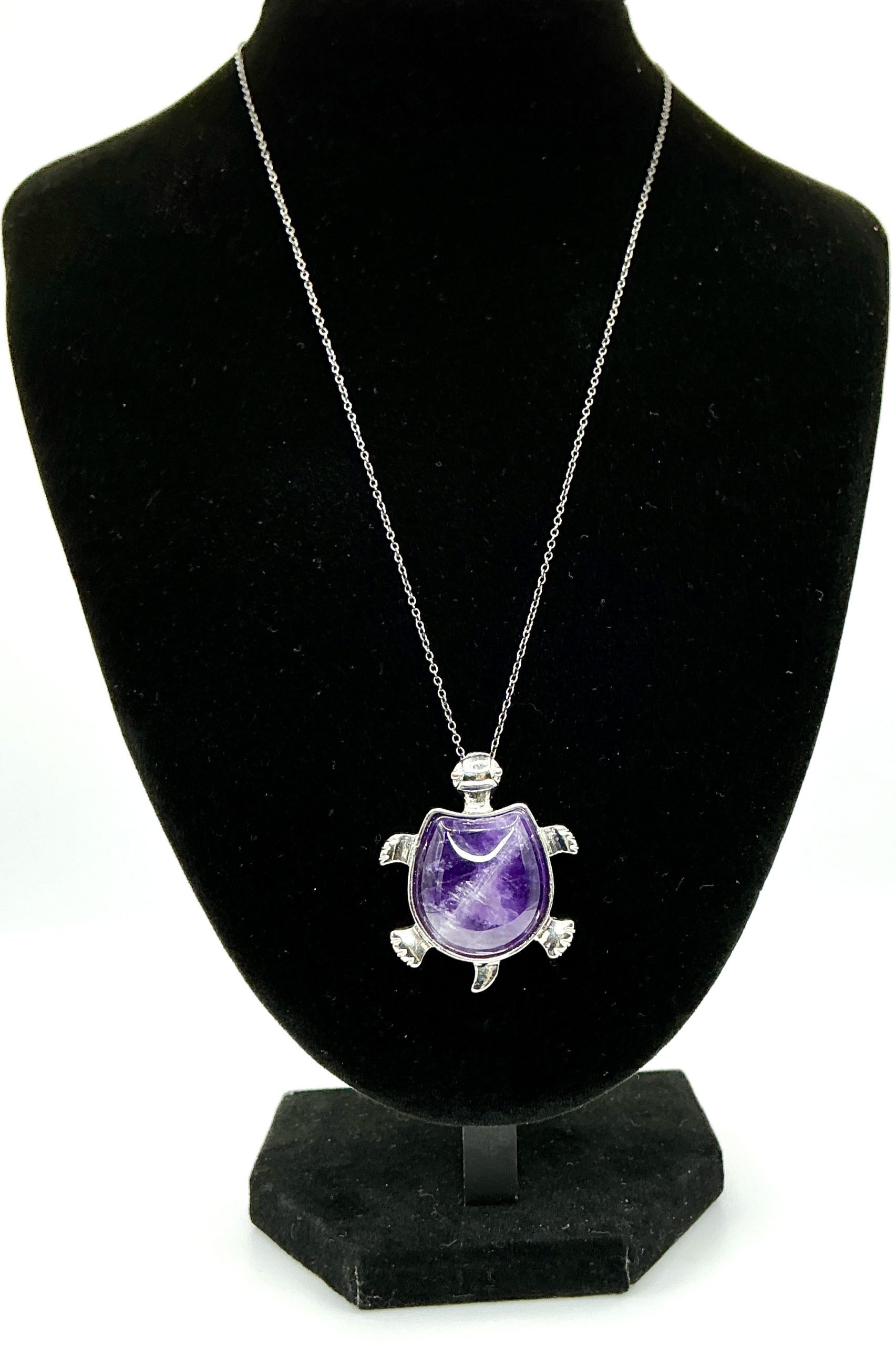 925 Oxidised Silver 18" Chain with Statement Amethyst Turtle Pendant – 12.45gStone - Image 7