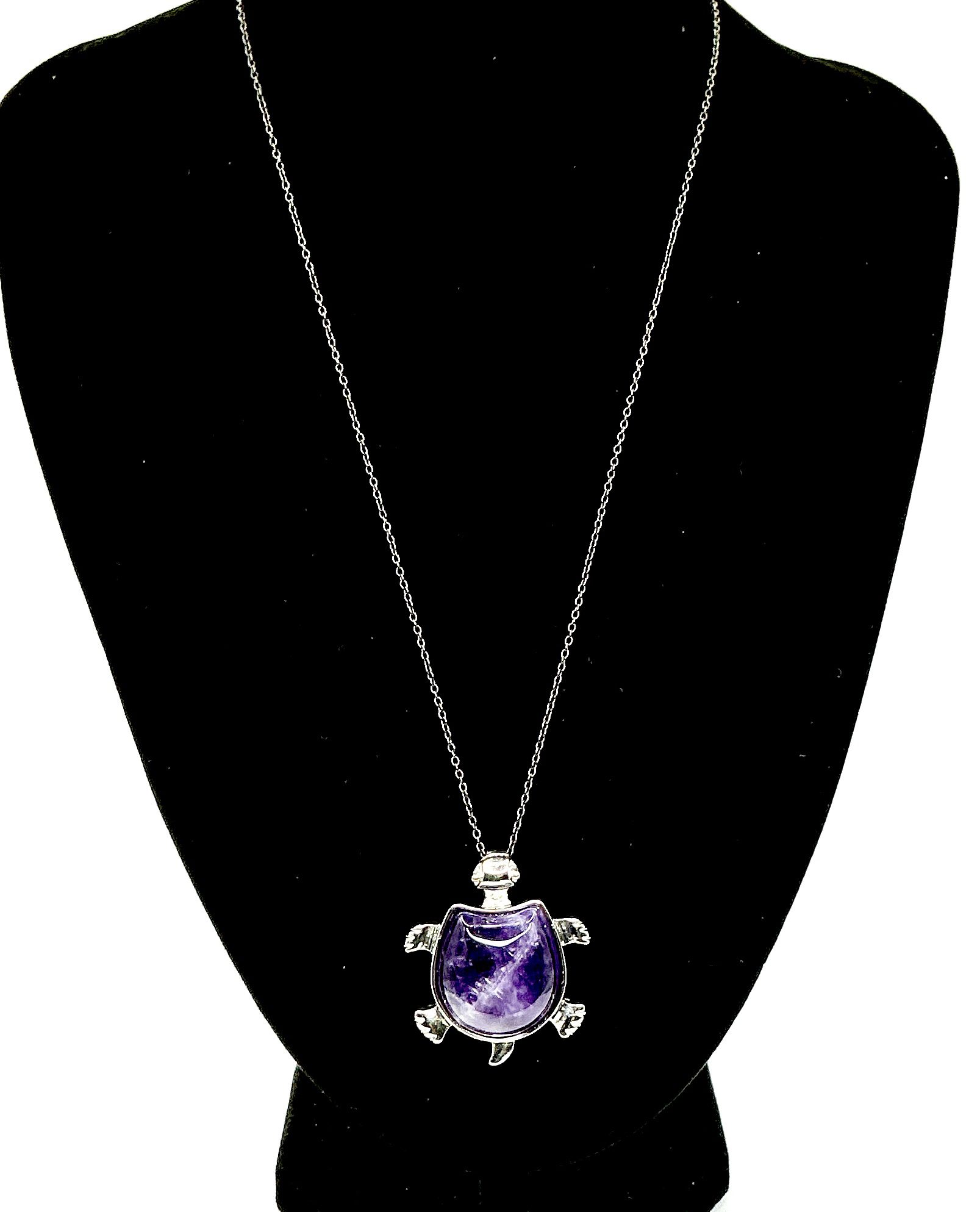925 Oxidised Silver 18" Chain with Statement Amethyst Turtle Pendant – 12.45gStone - Image 6