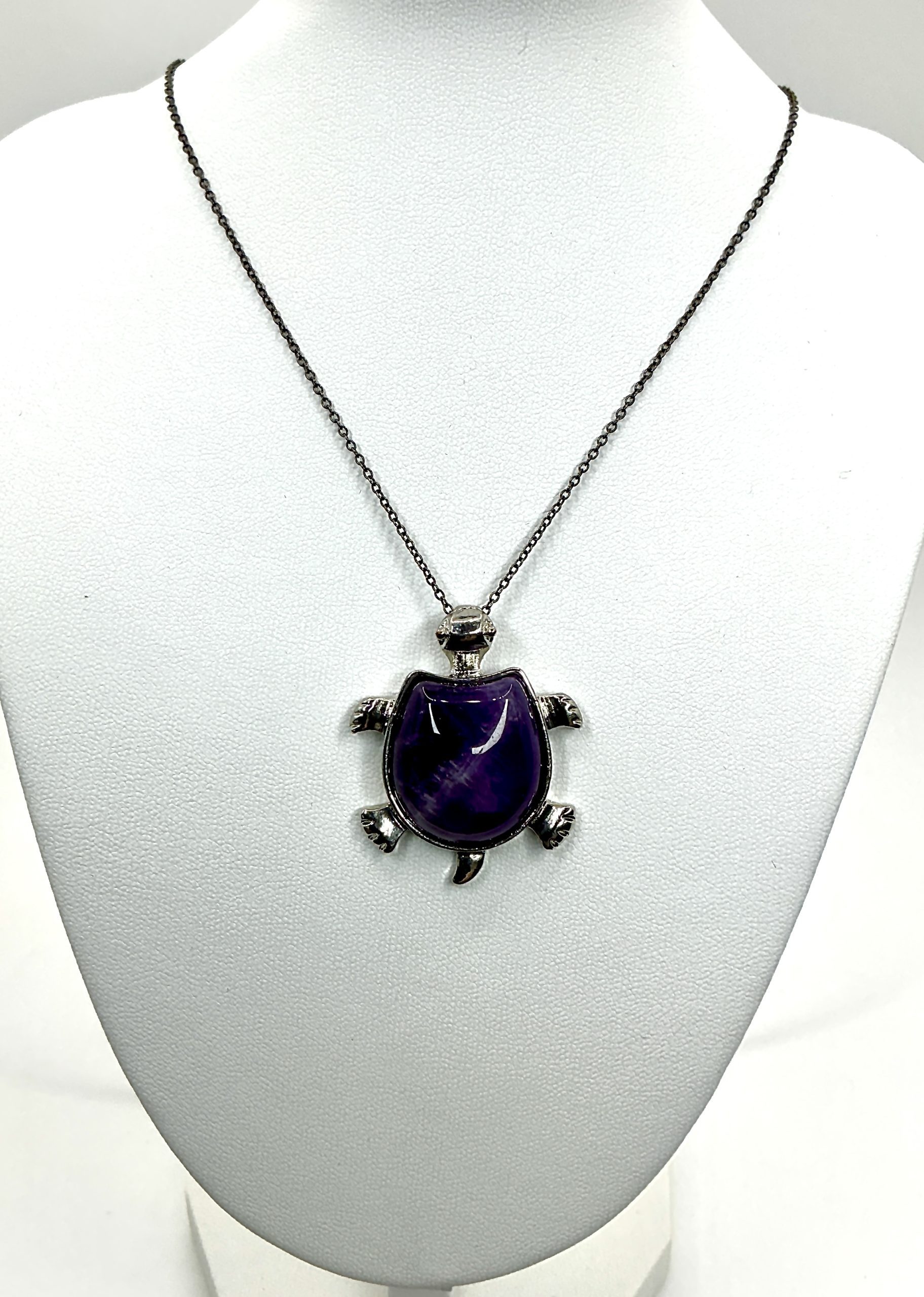 925 Oxidised Silver 18" Chain with Statement Amethyst Turtle Pendant – 12.45gStone - Image 5