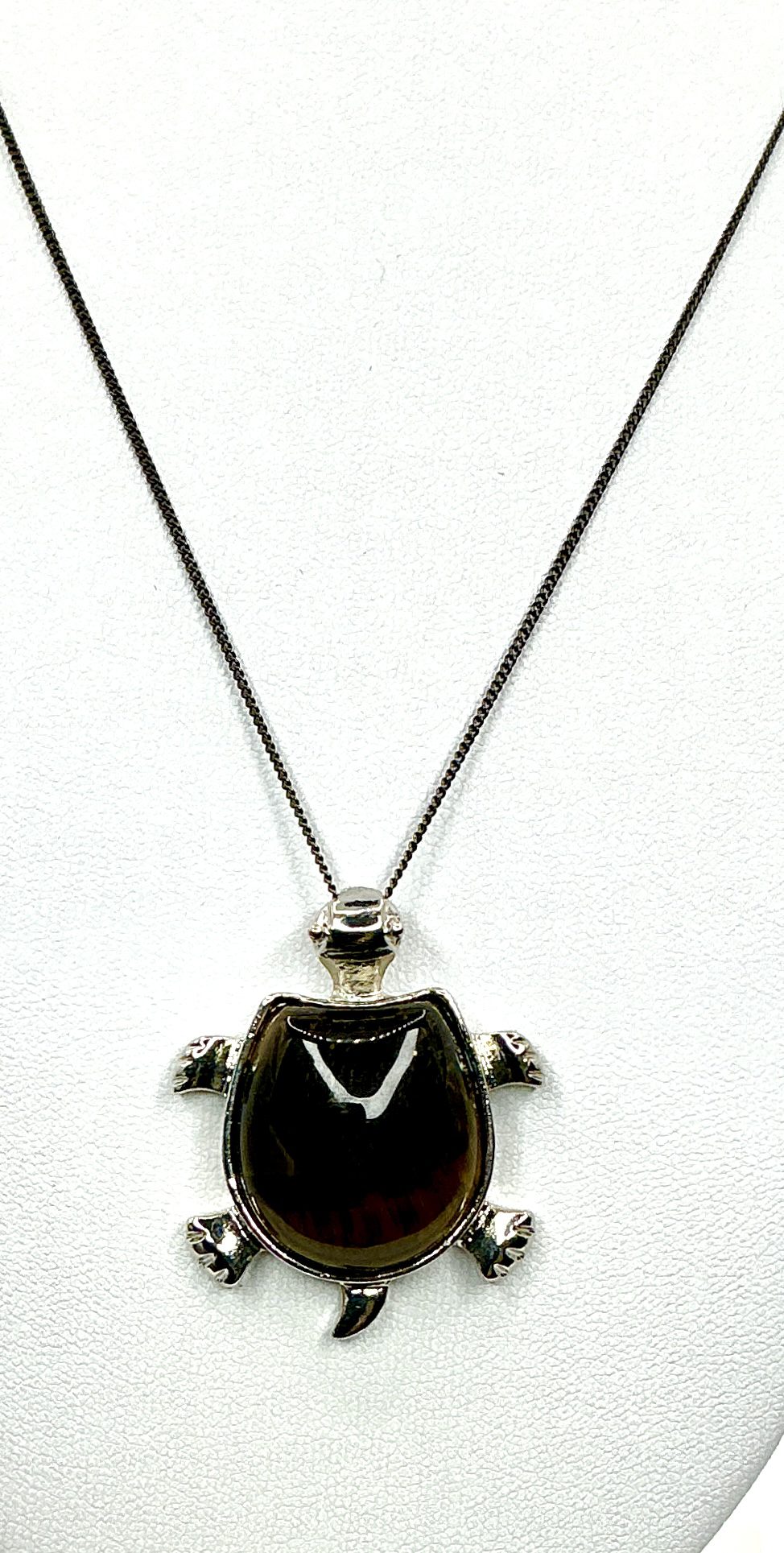 22" Oxidised 925 Silver Chain with Tiger’s Eye Turtle Pendant – 13g - Image 8