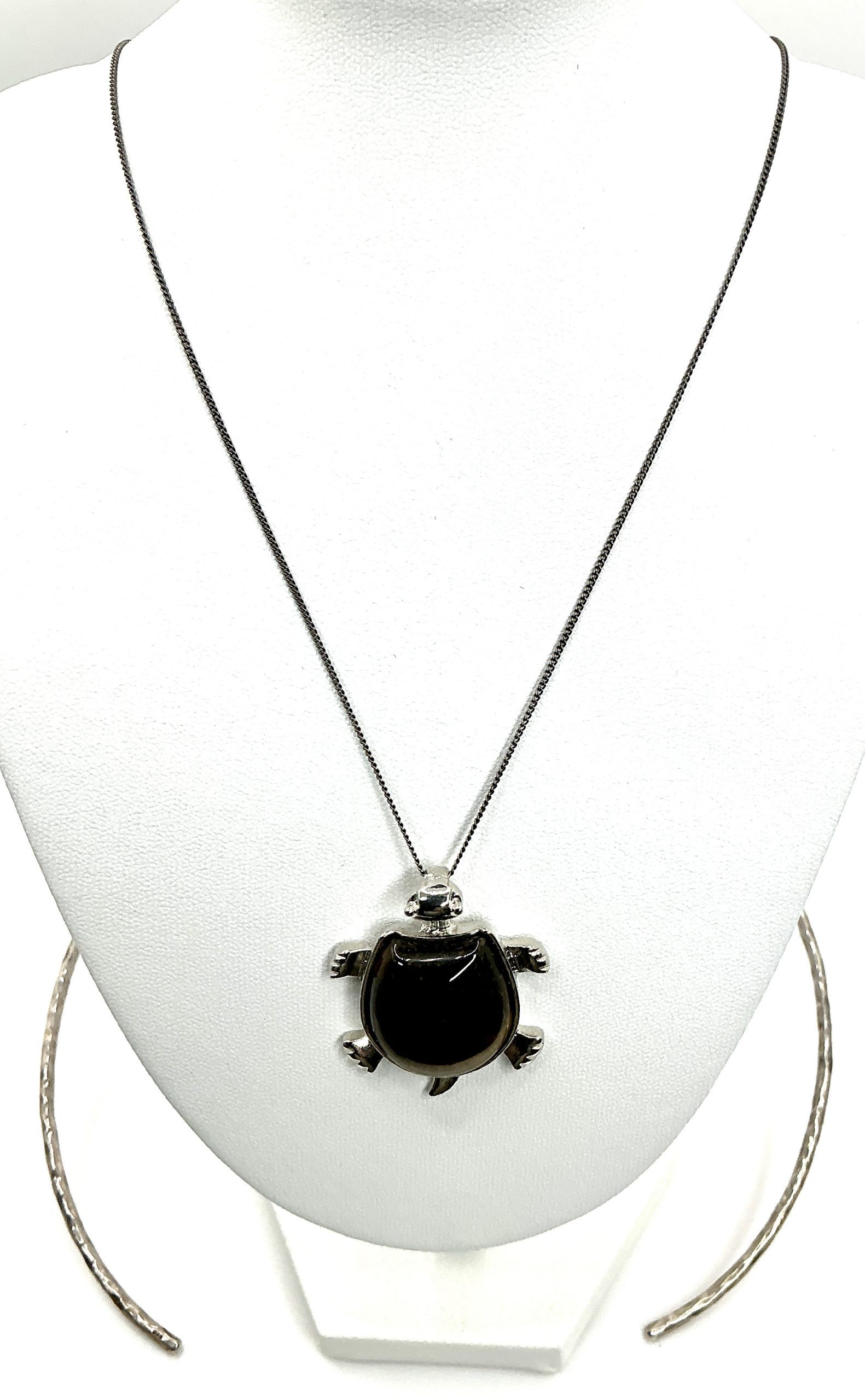 22" Oxidised 925 Silver Chain with Tiger’s Eye Turtle Pendant – 13g - Image 7