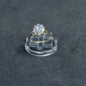 9 ct Aquamarine and CZ ring