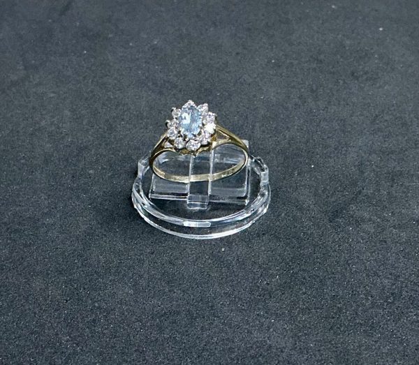 9 ct Aquamarine and CZ ring
