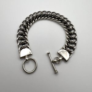 Platinum-Plated Sterling Silver Bracelet – Indian Craftsmanship, Hallmarked Birmingham 2004