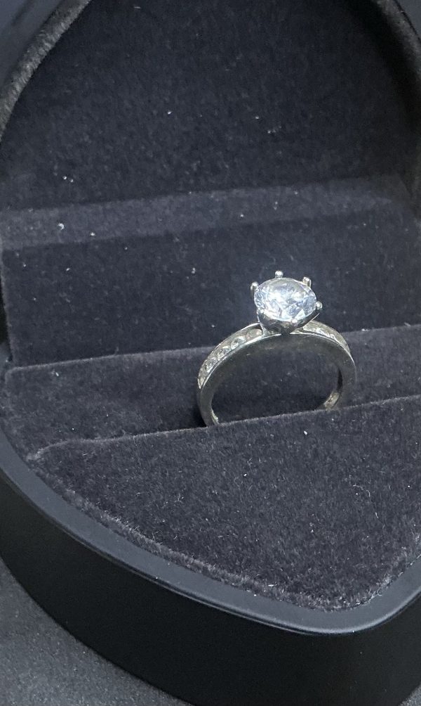 Silver CZ engagement style ring - Image 3