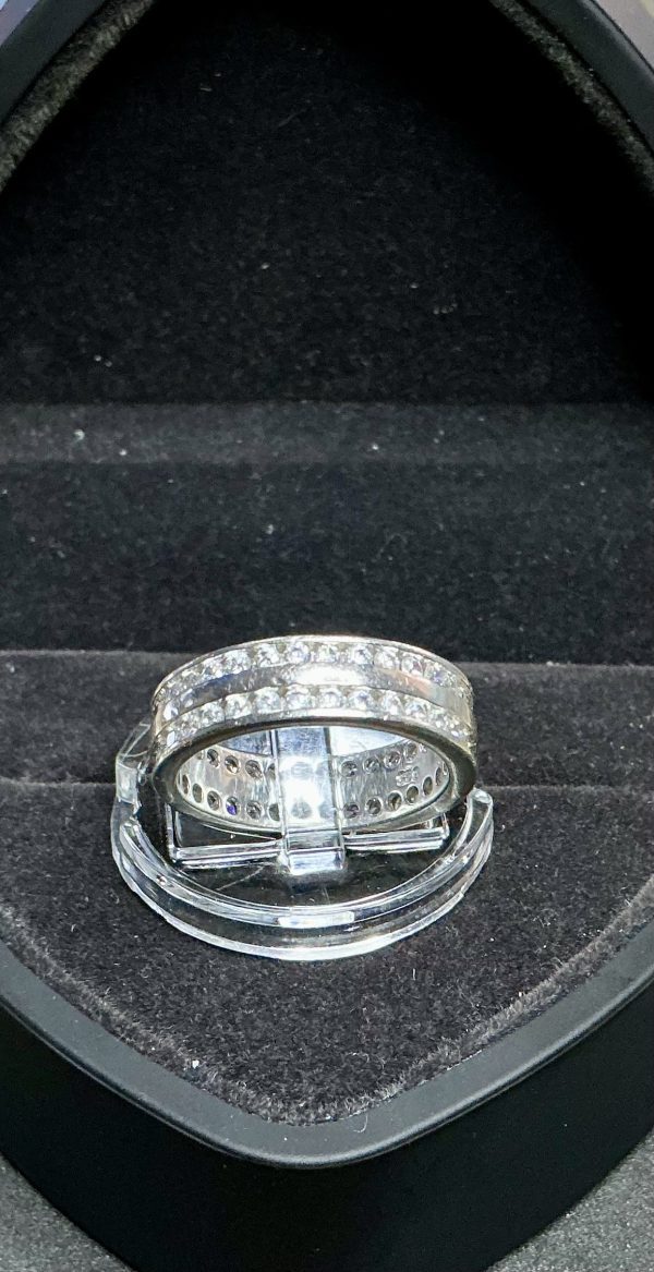 Double band Silver and Tanzanite ring.